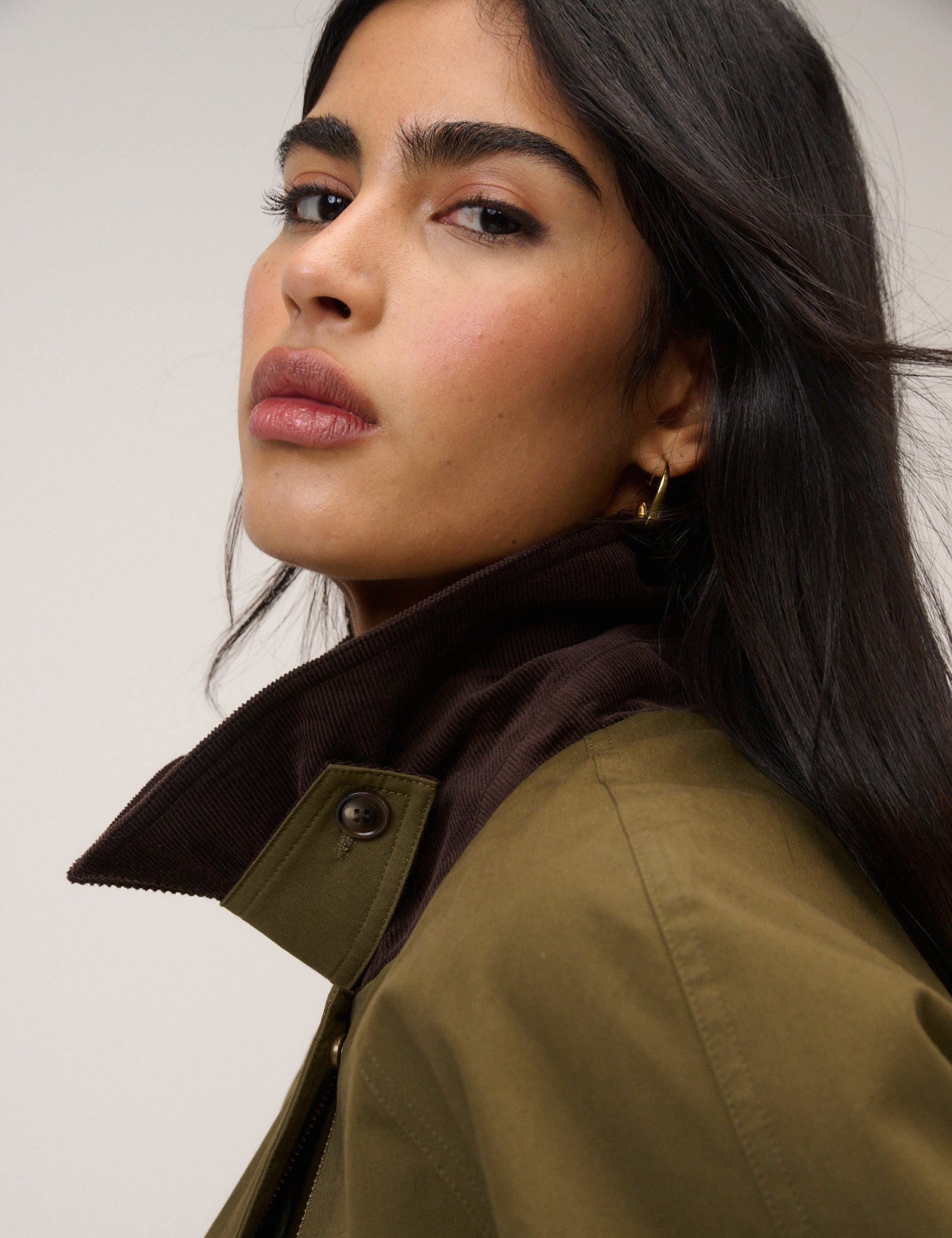 Women's Jacket - Khaki Cord Detail Barn - product view 2