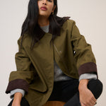 Women's Jacket - Khaki Cord Detail Barn - product view 1