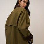 Women's Jacket - Khaki Cord Detail Barn - product view 5