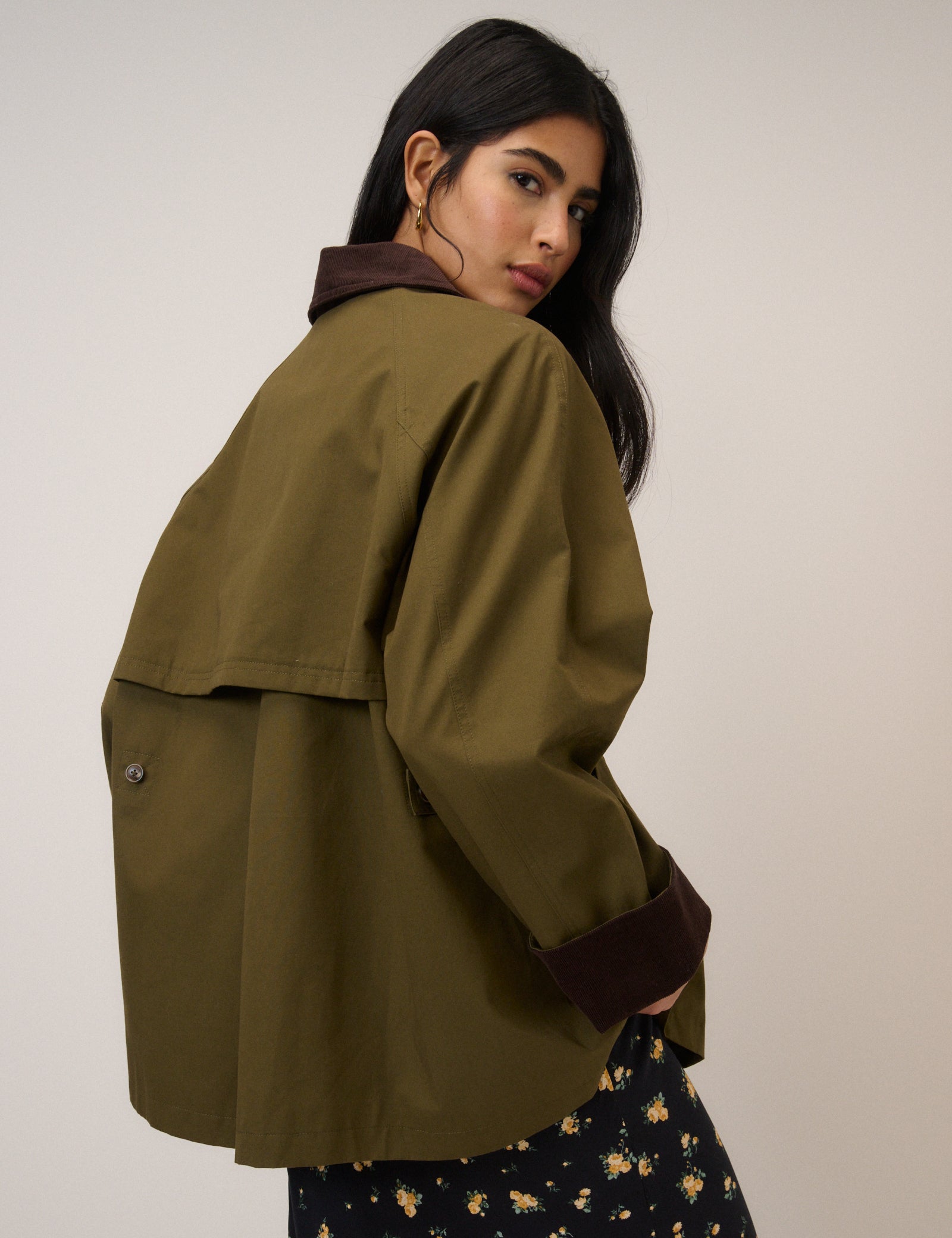 Women's Jacket - Khaki Cord Detail Barn - product view 5