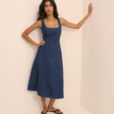 Women's Midi Dress - Dark Wash Denim Rowe - product view 1
