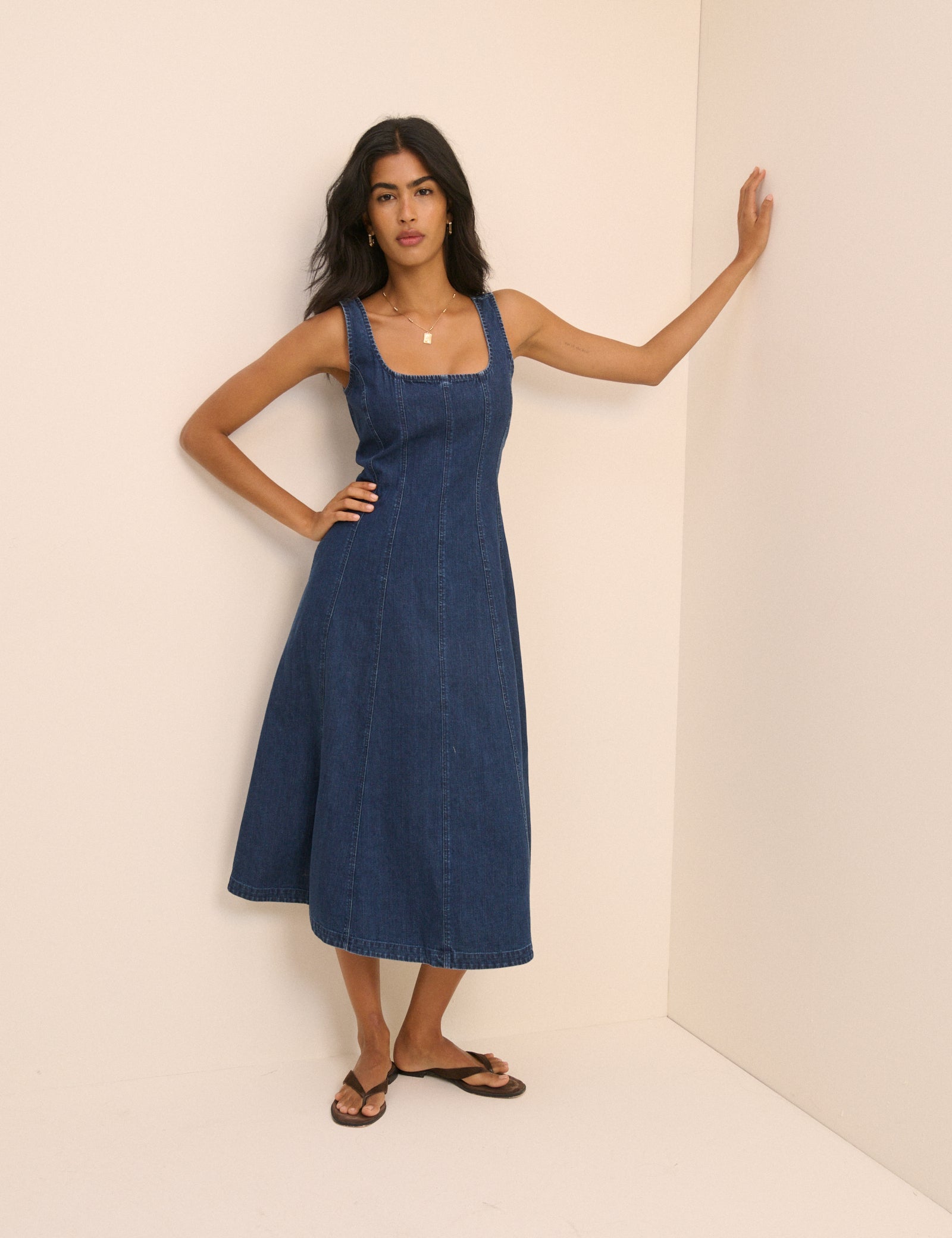 Women's Midi Dress - Dark Wash Denim Rowe - product view 1