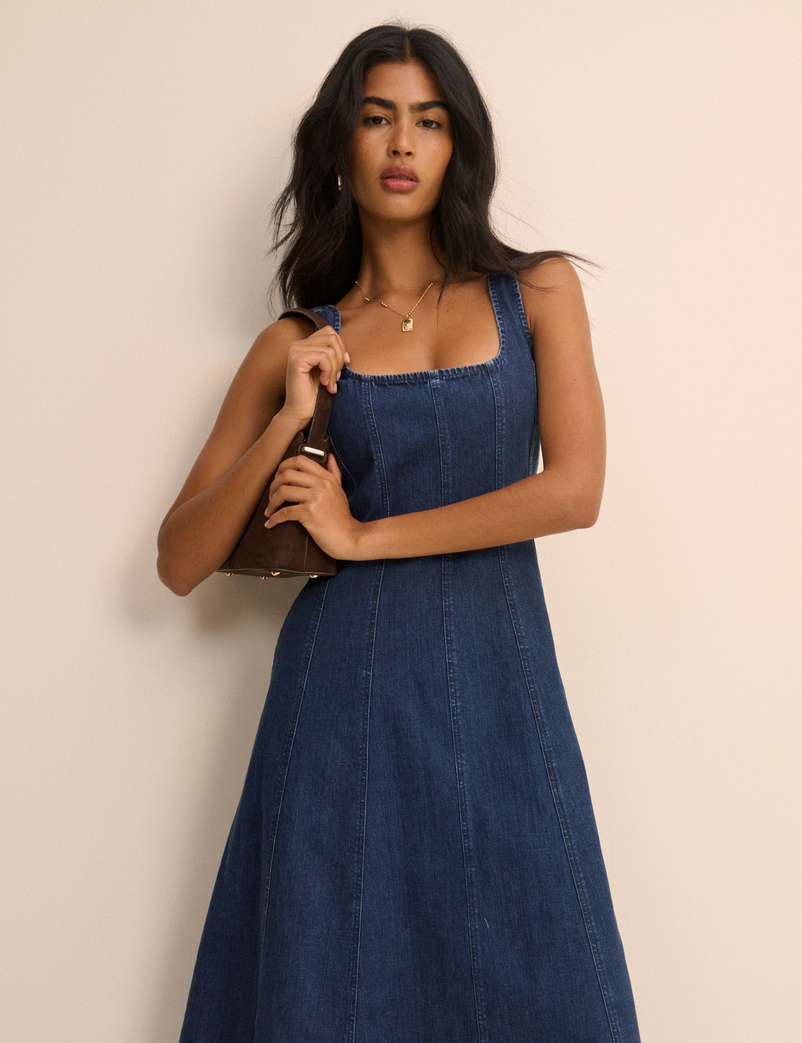 Women's Midi Dress - Dark Wash Denim Rowe - product view 2