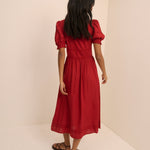 Women's Midi Dress - Red Button Front Frances - product view 5