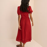 Women's Midi Dress - Red Button Front Frances - product view 5