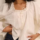 Women's Blouse - White Broderie Anglaise Trim Lumi - product view 2