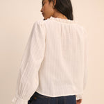Women's Blouse - White Broderie Anglaise Trim Lumi - product view 4