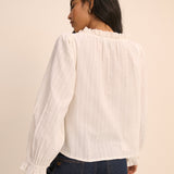 Women's Blouse - White Broderie Anglaise Trim Lumi - product view 4