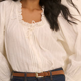 Women's Blouse - White Broderie Anglaise Trim Lumi - product view 6