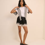 Women's Shorts - Black and White Lace Trim Virgo - product view 5