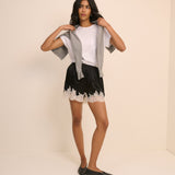 Women's Shorts - Black and White Lace Trim Virgo - product view 5