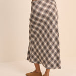 Women's Skirt - Brown Check Midi Slip - product view 5