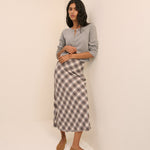 Women's Skirt - Brown Check Midi Slip - product view 1