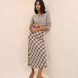 Women's Skirt - Brown Check Midi Slip - product view 1