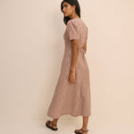 Women's Midi Dress - Brown Gingham Button Front Zeyna - product view 4
