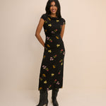 Women's Midi Dress - Black Floral Jersey Laurella - product view 2