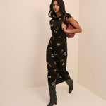 Women's Midi Dress - Black Floral Jersey Laurella - product view 4