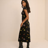 Women's Midi Dress - Black Floral Jersey Laurella - product view 5