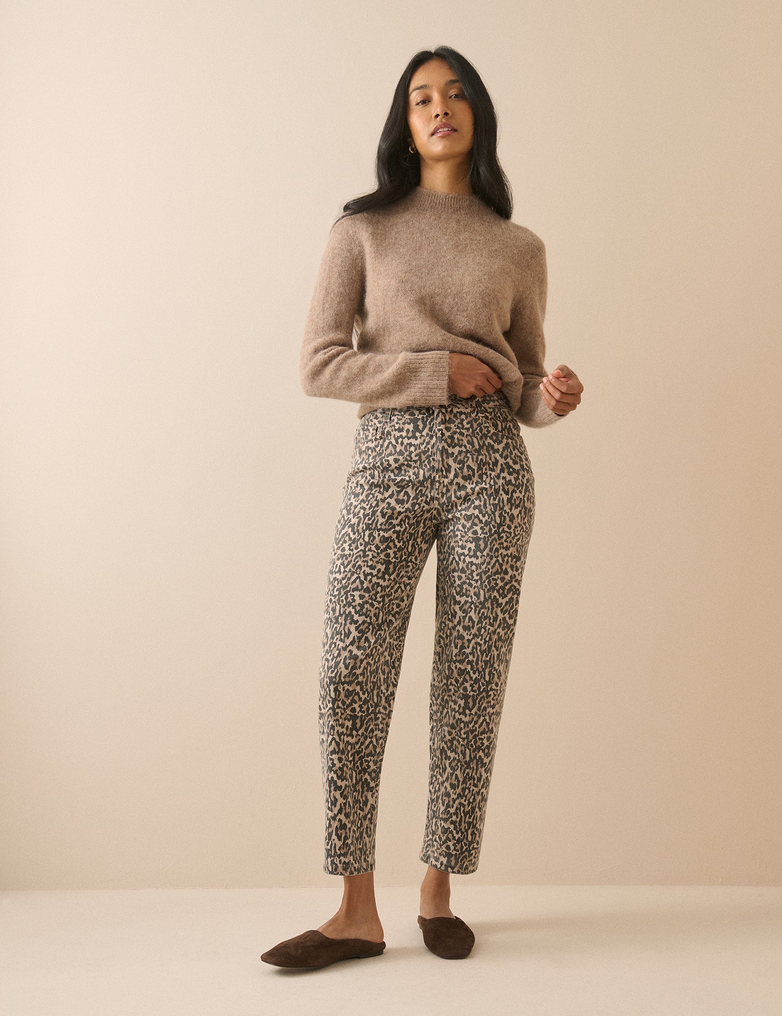 Women's Jeans - Leopard Print Mid Rise Camden Tapered - product view 1