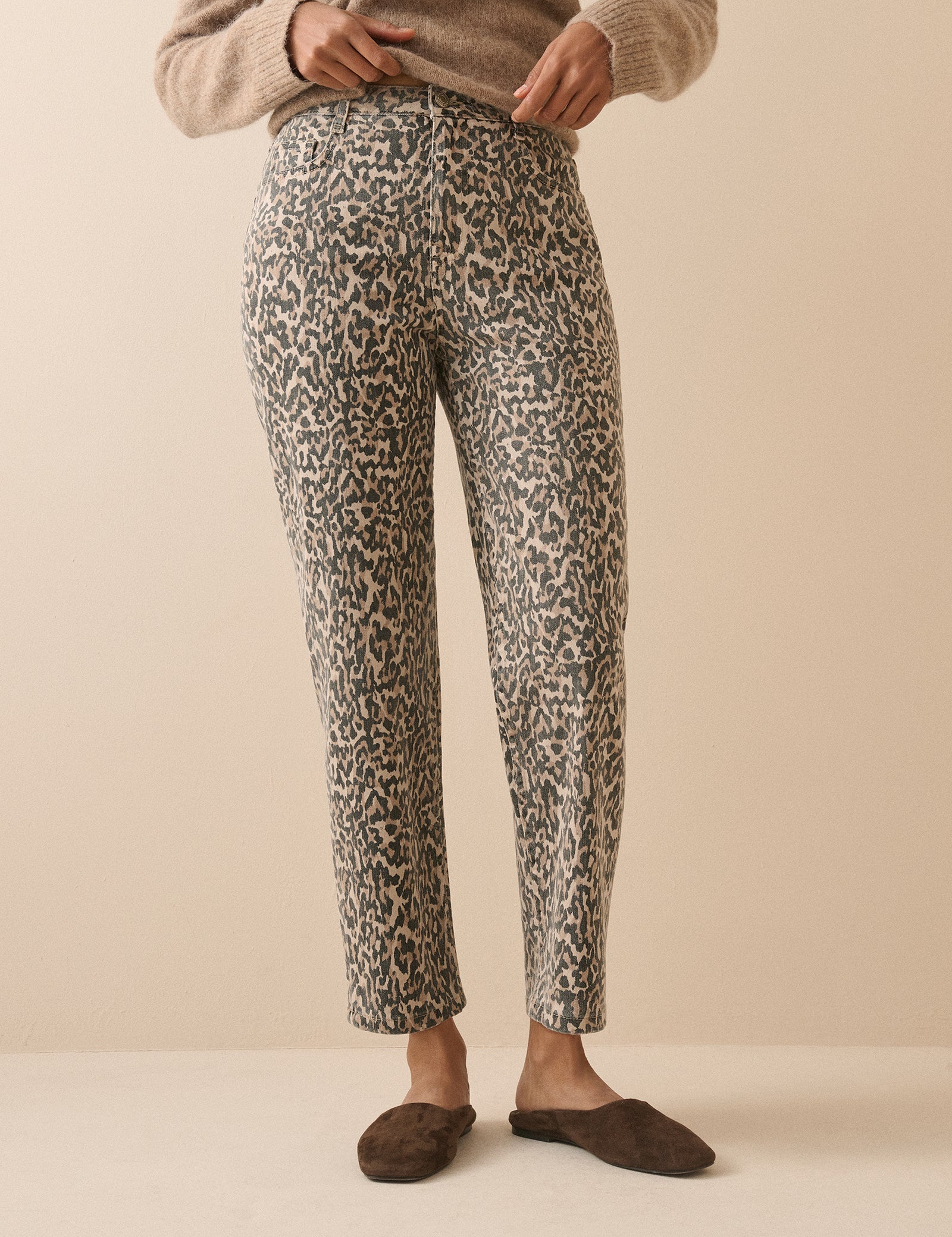 Women's Jeans - Leopard Print Mid Rise Camden Tapered - product view 2