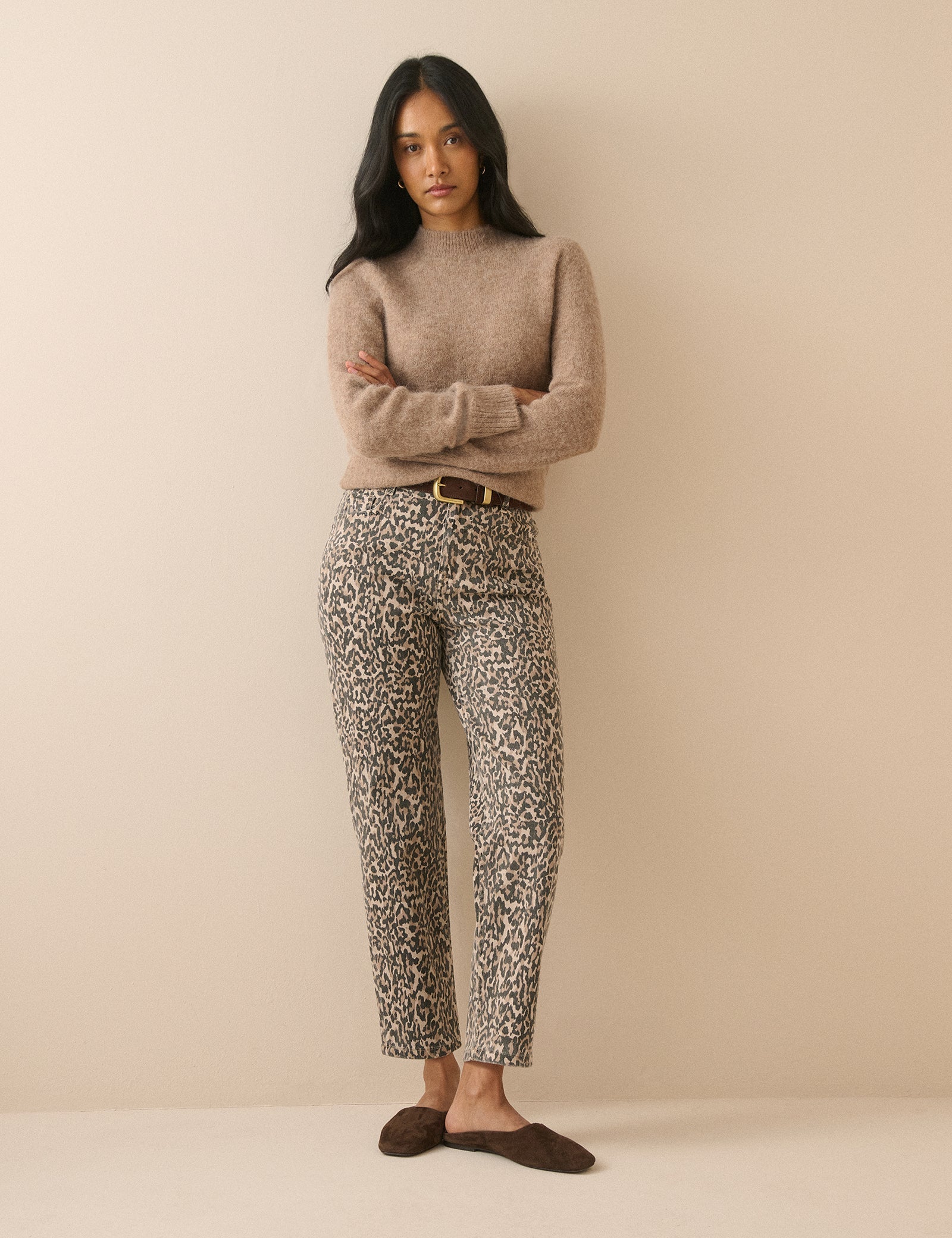 Women's Jeans - Leopard Print Mid Rise Camden Tapered - product view 3