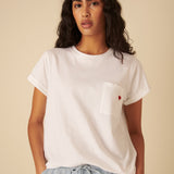 Women's T-Shirt - White Heart Embroidered - product view 2