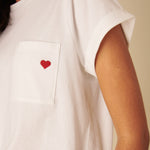 Women's T-Shirt - White Heart Embroidered - product view 3