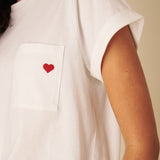 Women's T-Shirt - White Heart Embroidered - product view 3