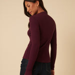 Women's Top - Burgundy Ribbed High Neck Long Sleeve - product view 5