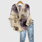 Women's Blouse - Ruffle Sleeve Floral - Althea - product view 10