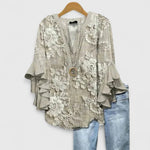Women's Blouse - Ruffle Sleeve Floral - Althea - product view 2