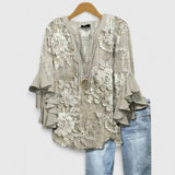 Women's Blouse - Ruffle Sleeve Floral - Althea - product view 2