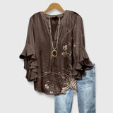Women's Blouse - Ruffle Sleeve Floral - Althea - product view 4