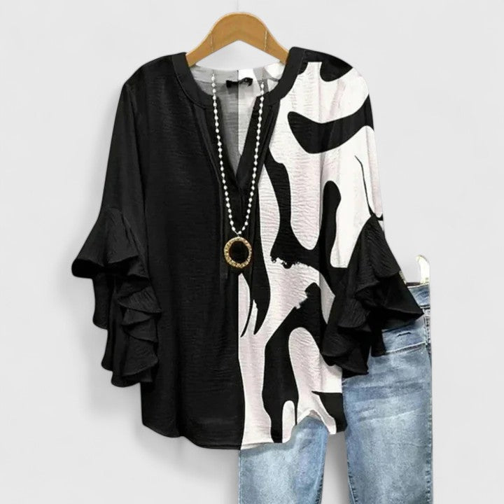 Women's Blouse - Ruffle Sleeve Floral - Althea - product view 5