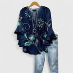 Women's Blouse - Ruffle Sleeve Floral - Althea - product view 9