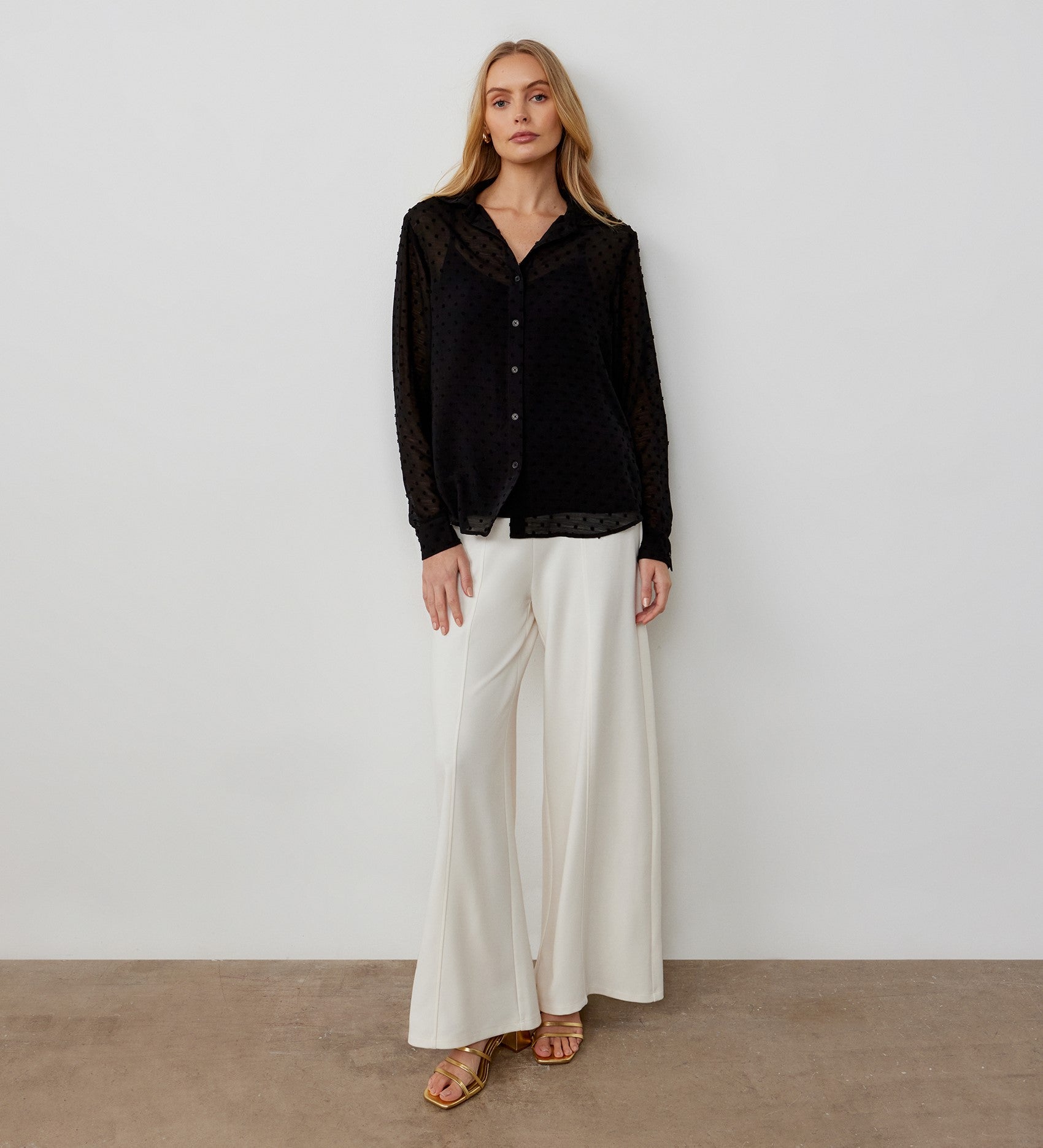 Women's Trousers - Ivory Ponte Jersey - Matilda - product view 1