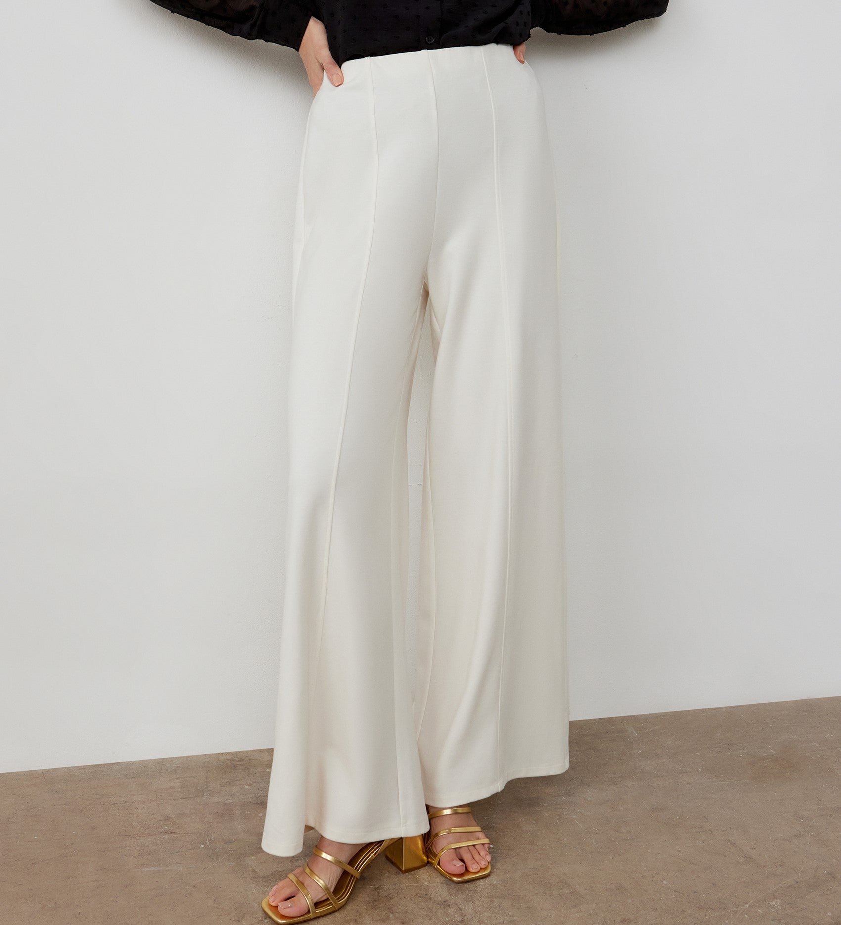 Women's Trousers - Ivory Ponte Jersey - Matilda - product view 2