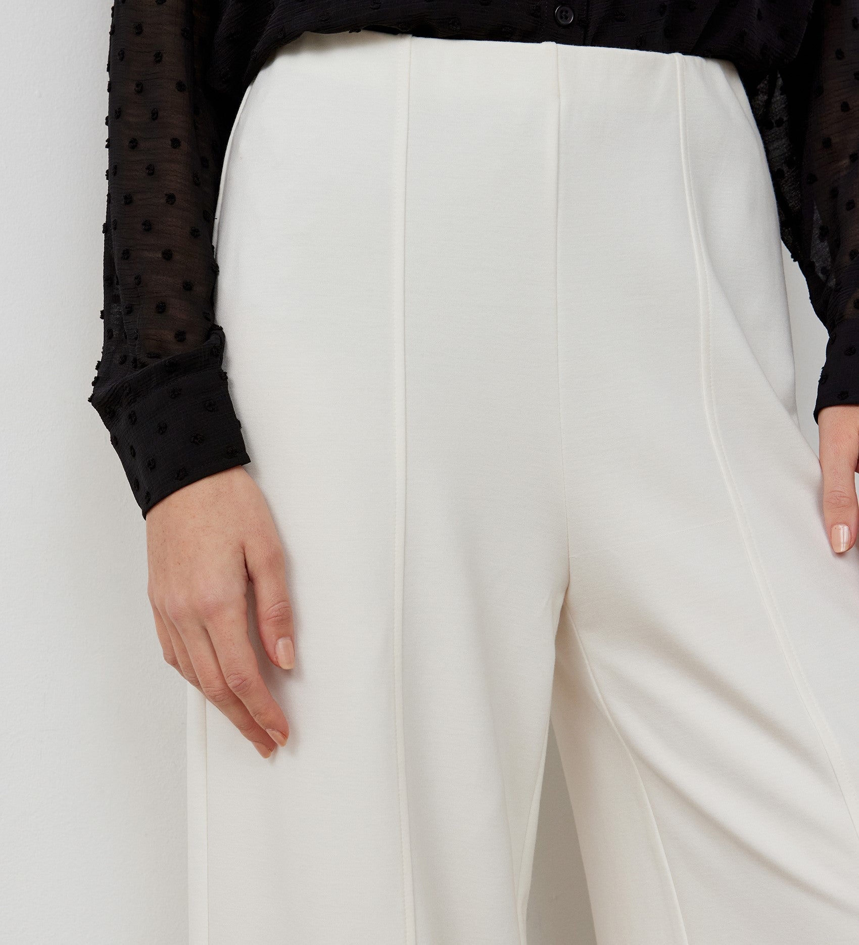 Women's Trousers - Ivory Ponte Jersey - Matilda - product view 3