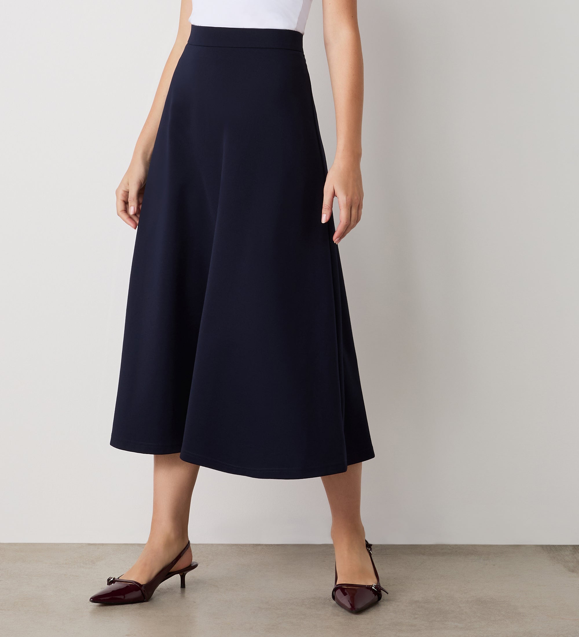 Women's Skirt - Navy Ponte Jersey Midi - Ruth - product view 2