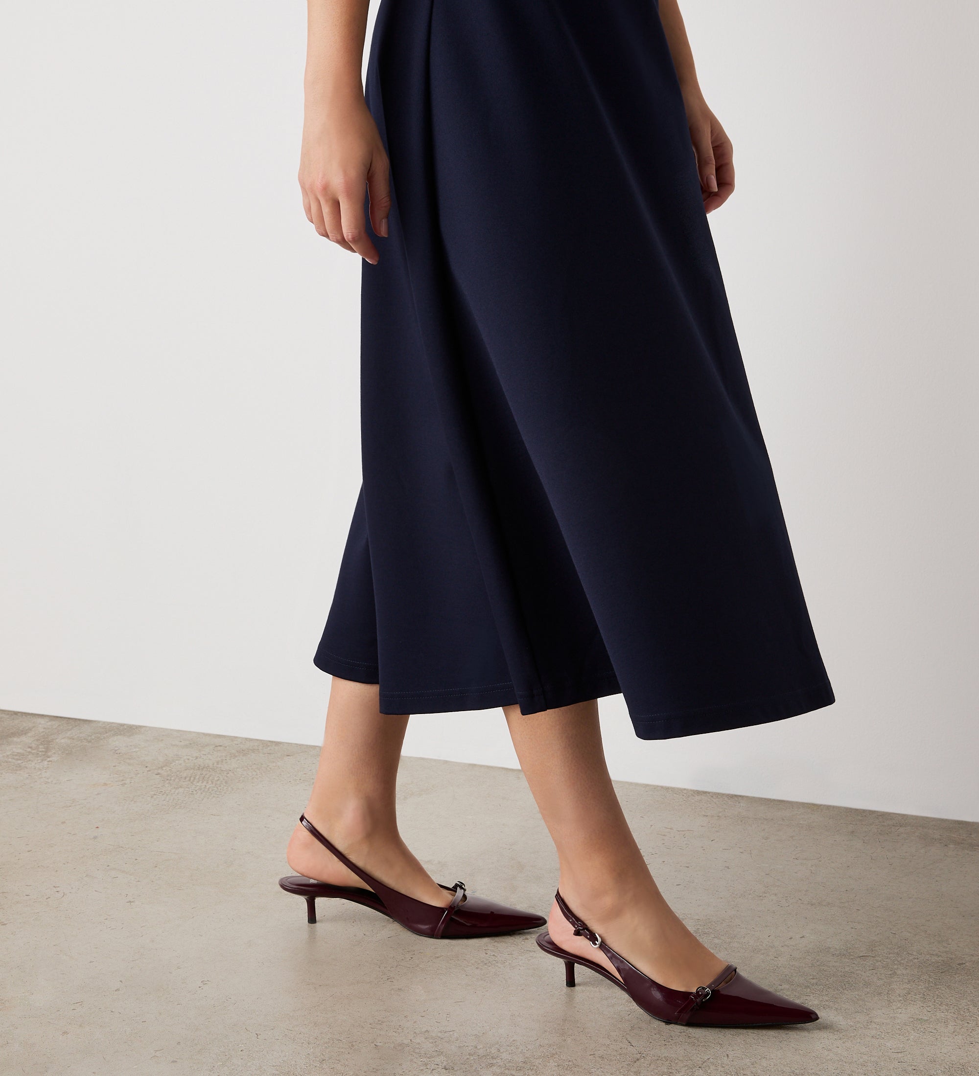 Women's Skirt - Navy Ponte Jersey Midi - Ruth - product view 3