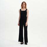 Women's Trousers - Black Ponte Jersey Wide Leg - Reyna - product view 3