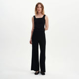 Women's Trousers - Black Ponte Jersey Wide Leg - Reyna - product view 5