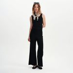 Women's Trousers - Black Ponte Jersey Wide Leg - Reyna - product view 1