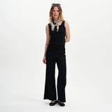 Women's Trousers - Black Ponte Jersey Wide Leg - Reyna - product view 1