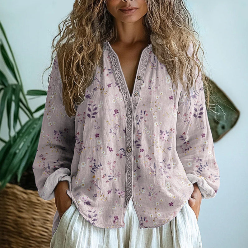 Women's Shirt - Vintage Leaf Print - Brianna - product view 2