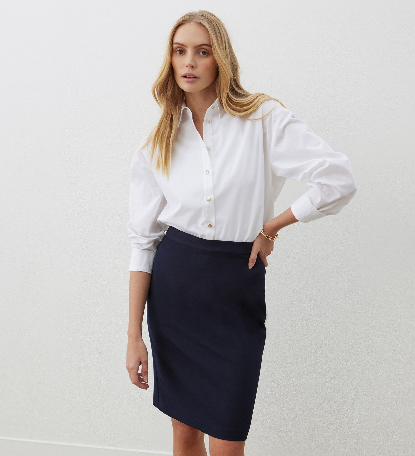 Women's Skirt - Navy Knee Length - Bella - product view 2