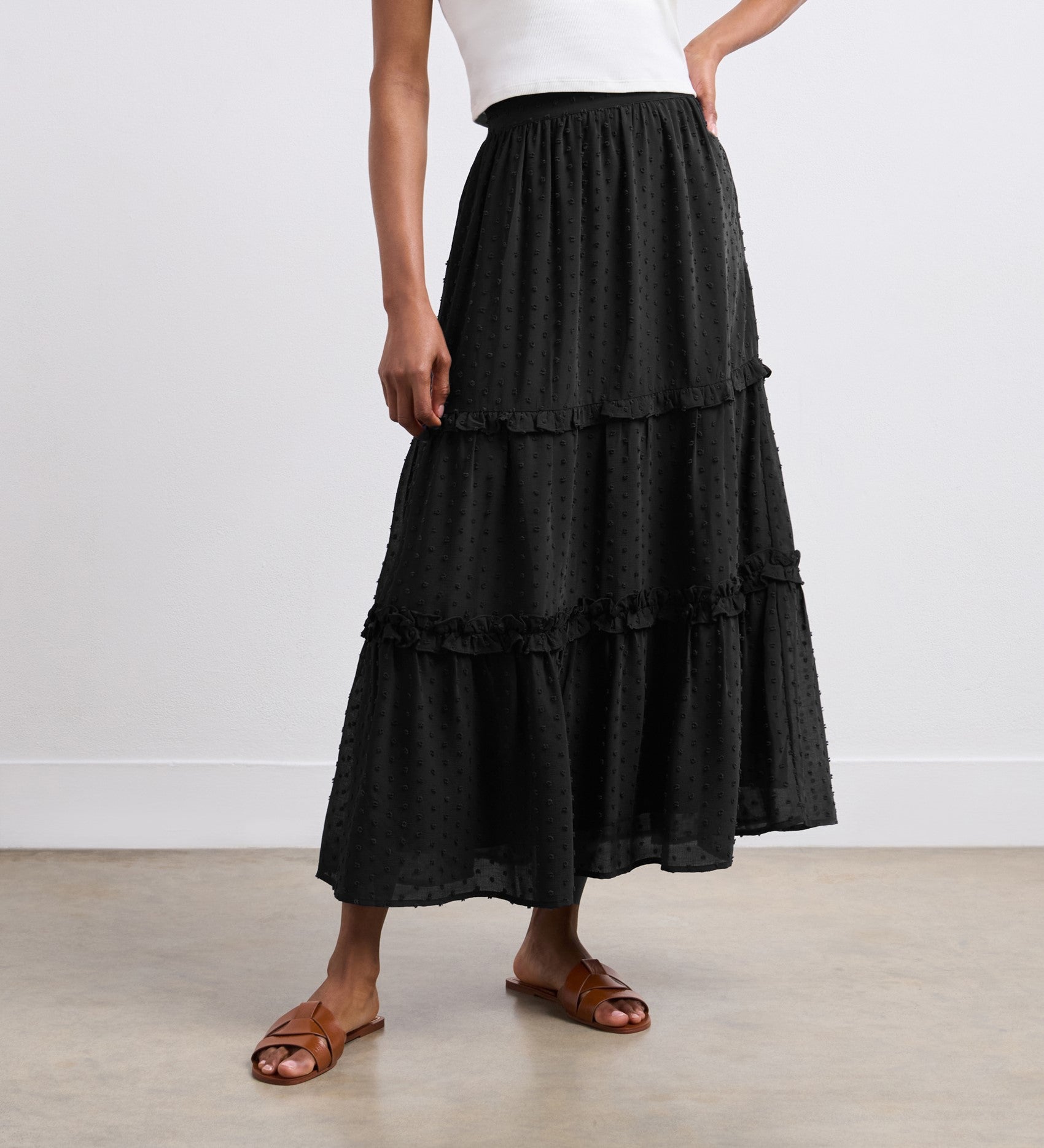 Women's Skirt - Black Tiered Midi - Everley - product view 2