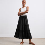 Women's Skirt - Black Tiered Midi - Everley - product view 1