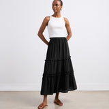 Women's Skirt - Black Tiered Midi - Everley - product view 3