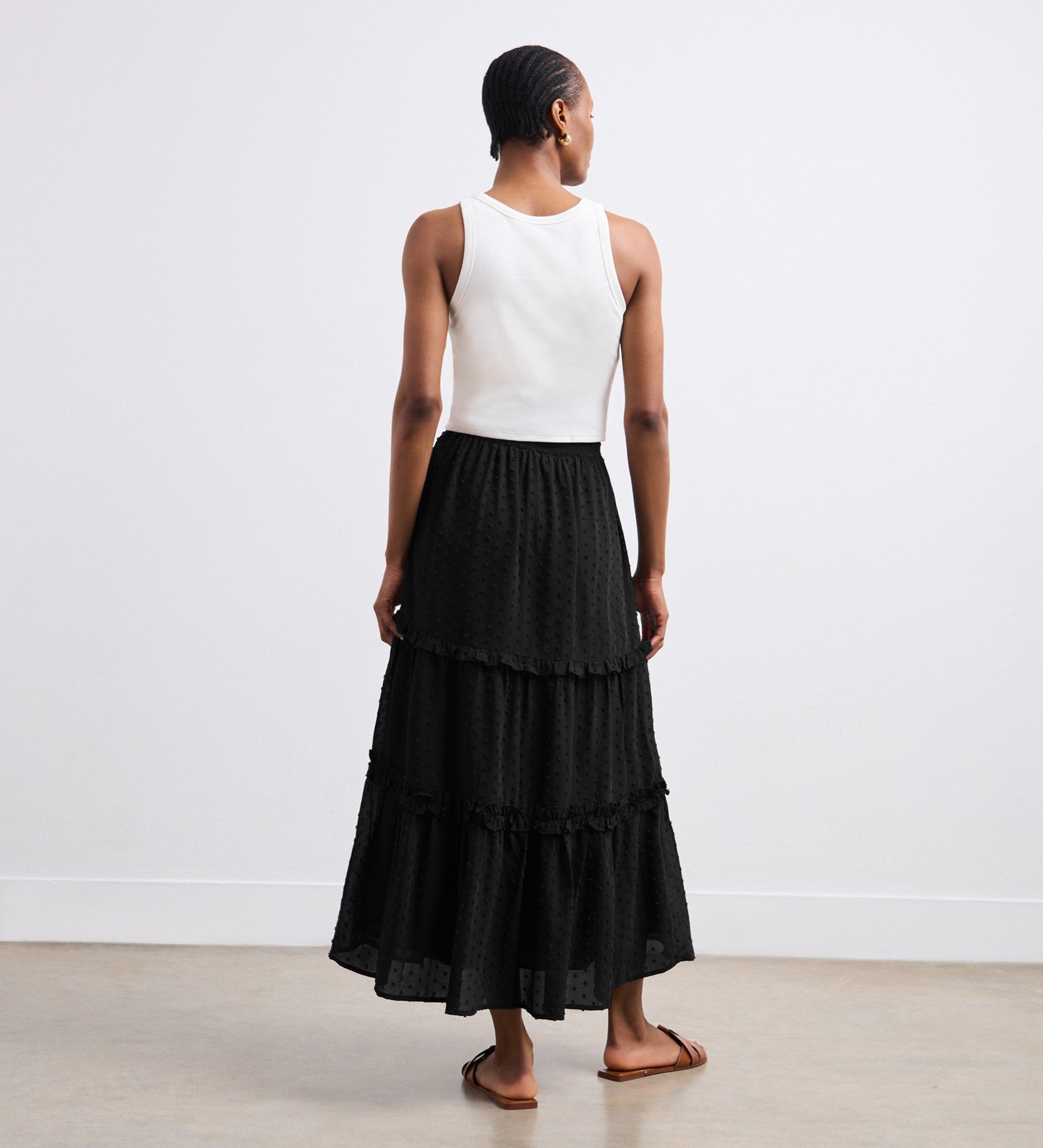 Women's Skirt - Black Tiered Midi - Everley - product view 4